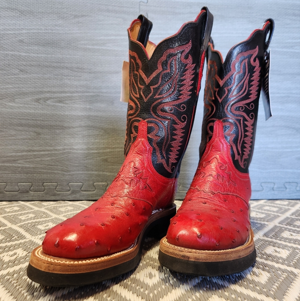 Lucchese 2000 red ostrich women's cowboy boots size 7.5